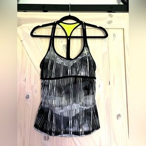 Nike Black/White/Neon Green Swim Top. Size L.